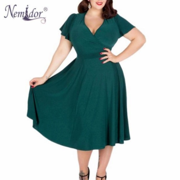 Nemidor Dresses & Skirts - Nemidor Sexy V-neck Short Sleeve 50s A-line Dress
